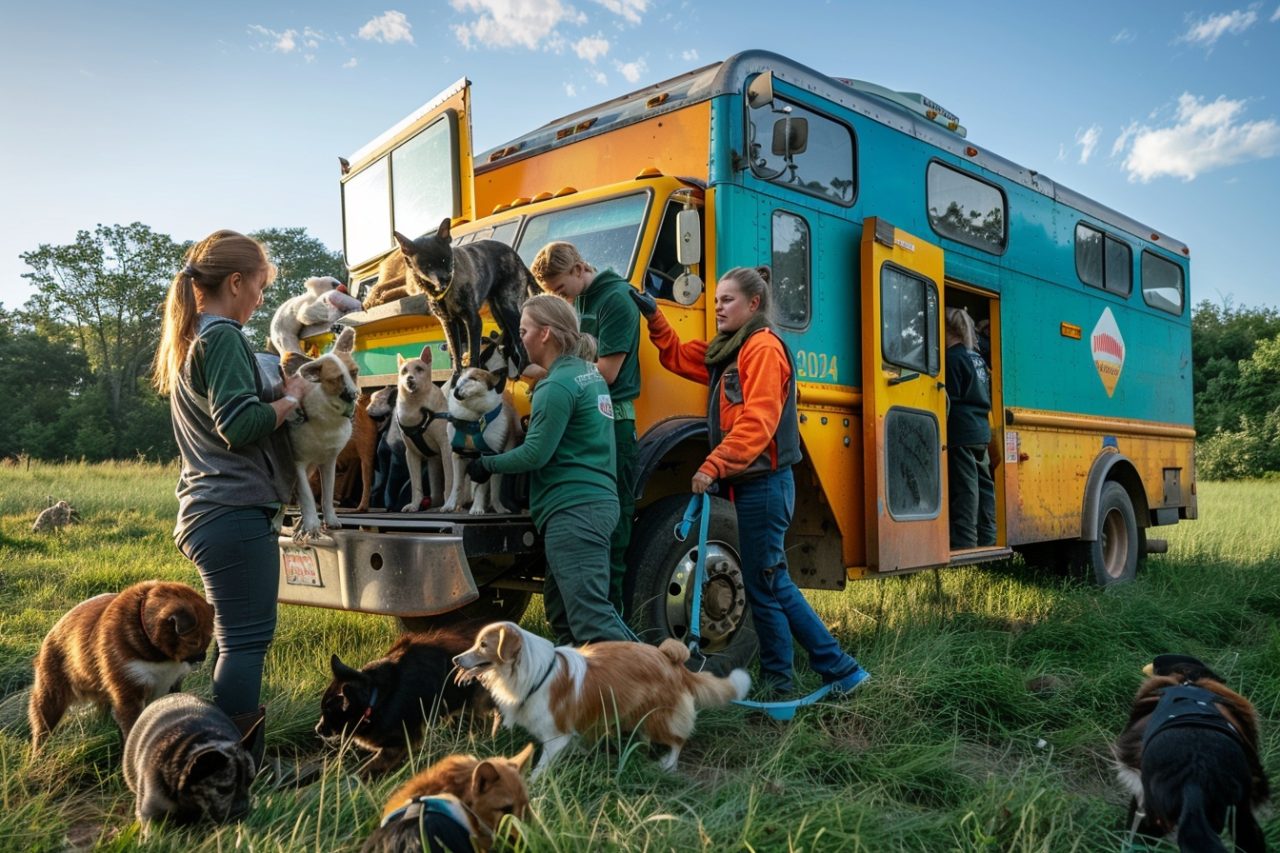 Transport animalier en action