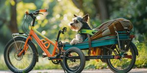 remorque vélo avec chien à bord